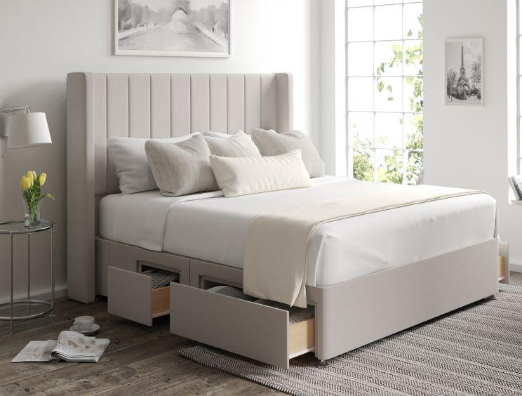 Penelope Panel Wingback Divan bed with Floor Standing Headboard & Mattress Options