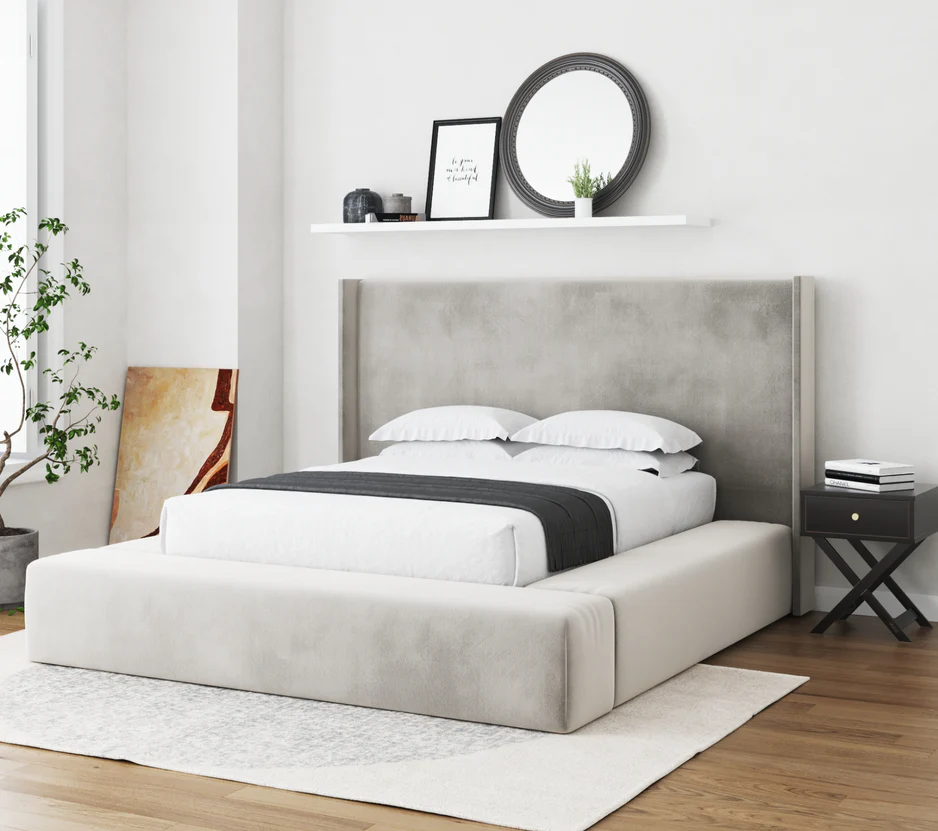 Fia Wingback Upholstered Bed Frame With Storage Options