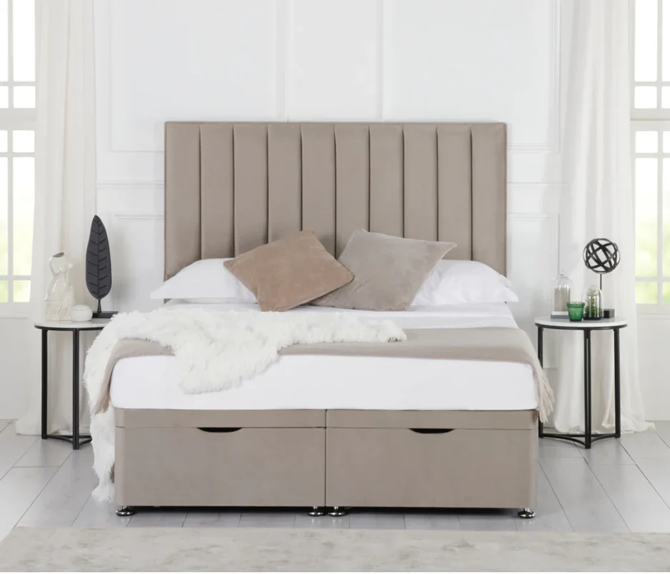 Molly Panel Ottoman Divan Bed with Floor Standing Headboard & Mattress Options