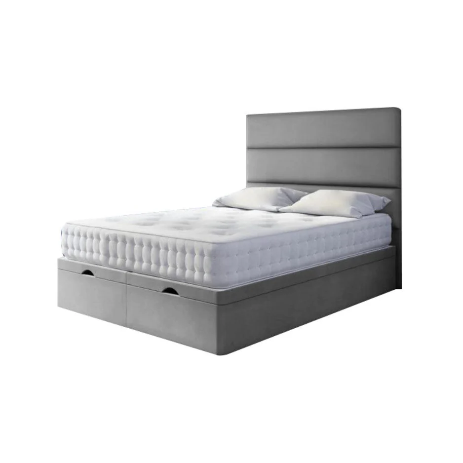 Holly Horizontal Panelled Ottoman Divan Bed with Floor Standing Headboard & Mattress Options