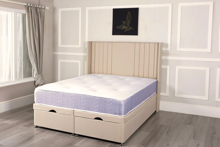 ALISTER WINGBACK OTTOMAN DIVAN BED WITH HEADBOARD & MATTRESS OPTIONS